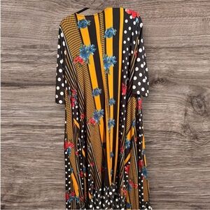 Elegant Long Sleeve Floral and Polka Dot Dress